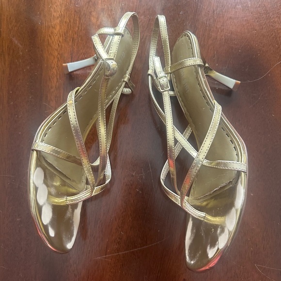 Gold Strappy Sandals with 3’ Heels By Gianni Bini - Picture 3 of 5